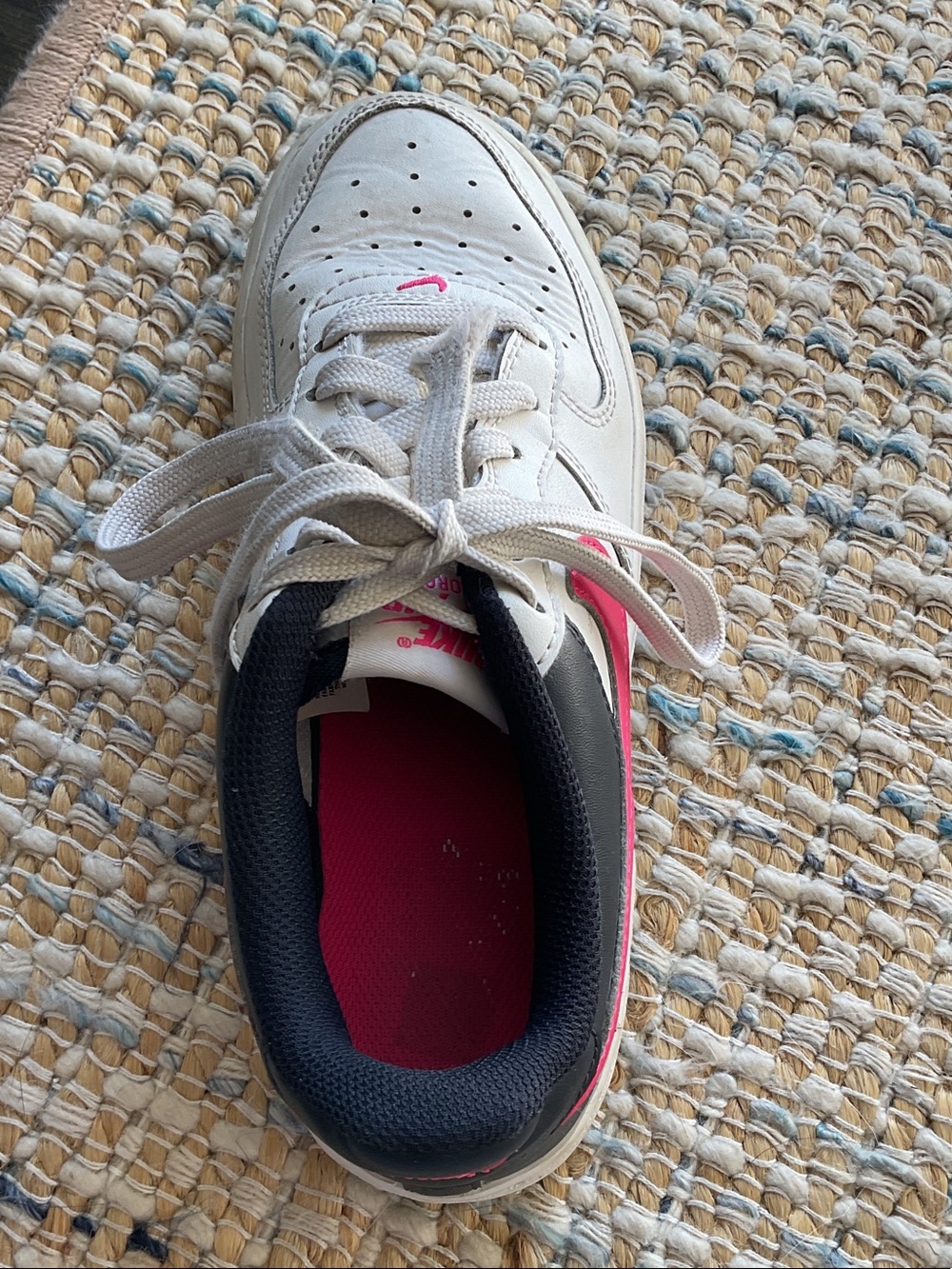 Nike Kids White Sneakers with Pink Swoosh - Picture 5 of 5
